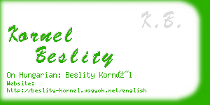 kornel beslity business card